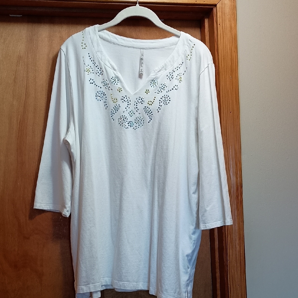 White Embroidered Women's Top